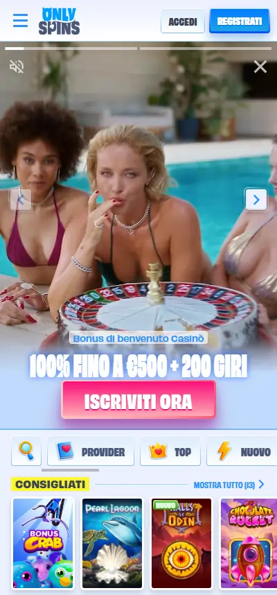 OnlySpins Casino Homepage